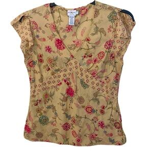 Calvin Klein Jeans Floral Blouse - Beige and Red